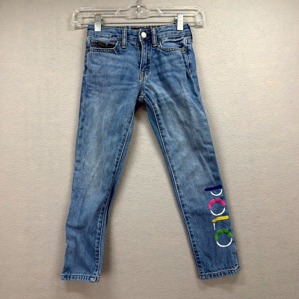 Polo Ralph Lauren Boyfriend Jeans Girls 6 Fits 22x20* Blue Denim Pants Slim Fit